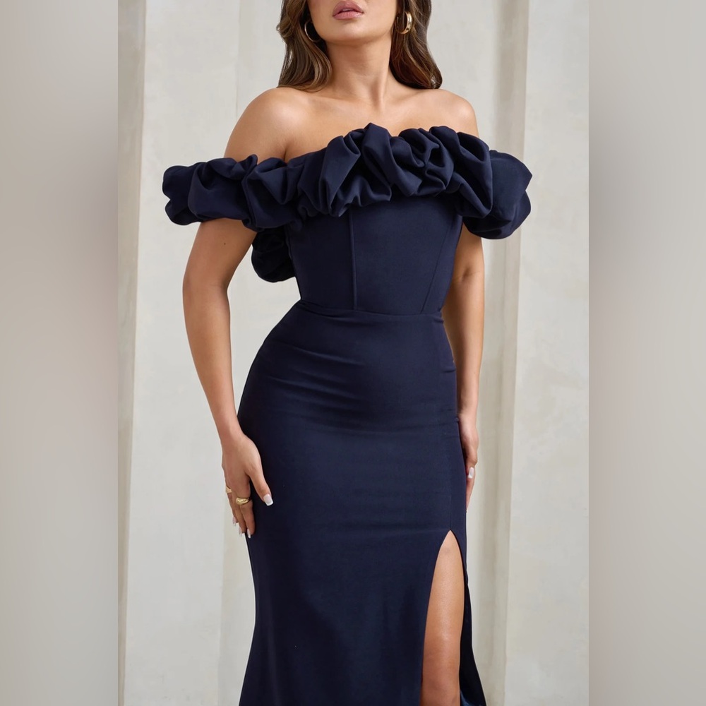 Esmeralda | Navy Structured Statement Bardot Maxi… - image 2